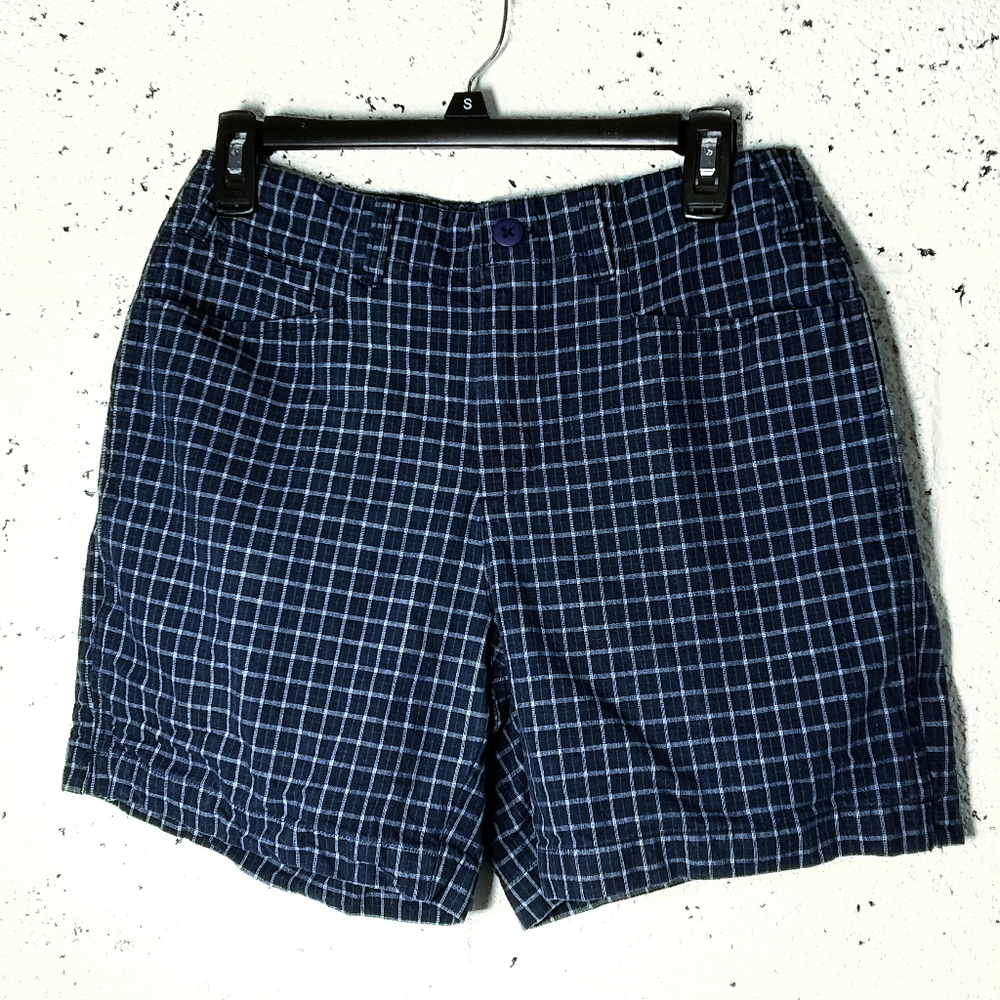 Vtg Sz 6 High Waist Blue Y2K Checkered Shorts